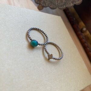 Sterling Silver Ring with Turquoise (sold as pair)
